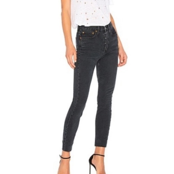 RE/DONE Denim - RE/DONE Original High Rise Ankle Crop Worn Black